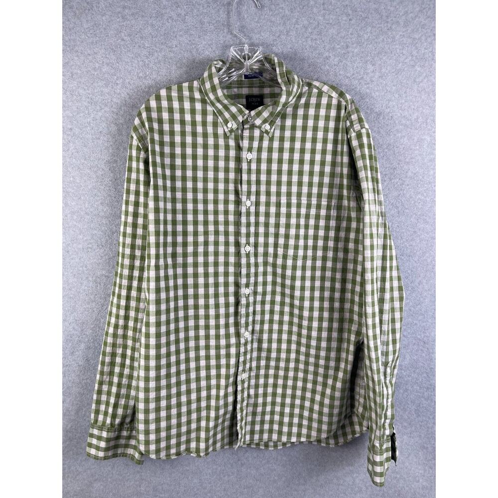 J Crew Shirt‎ Men's Size XL Green Checks Slim Fit Long Sleeve Button Up